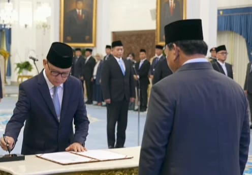 IST/BERITA SAMPIT - Presiden Ptabowo saat melantik Mukhtarudin sebagai menteri P2MI.