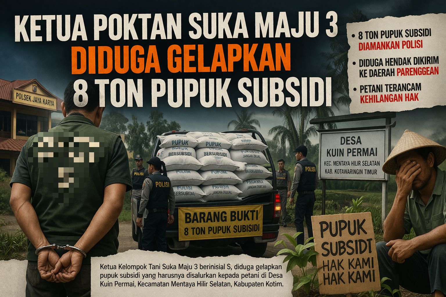 Skandal Pupuk Subsidi di Kotim, Ketua Poktan Diduga Coba Gelapkan 8 Ton Jatah Petani
