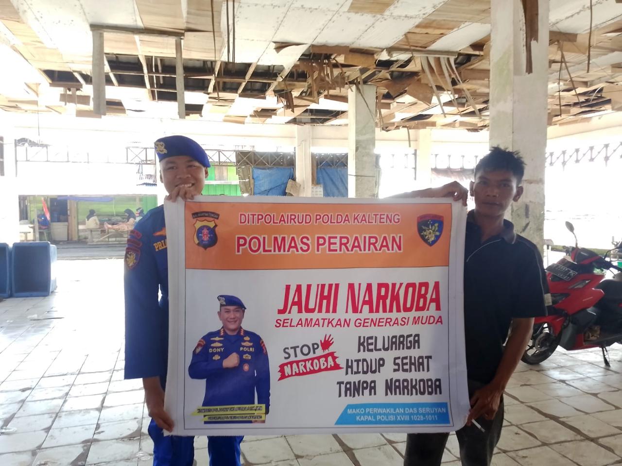 Cegah Gangguan Kamtibmas, Ditpolairud Polda Kalteng Gencarkan Imbauan Anti Narkoba di Perairan Seruyan